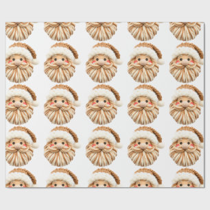 Papel de embrulho de Natal com rosto de Papai Noel