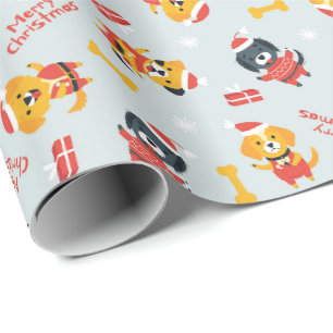 Papel de embrulho de Natal com tema de cachorro fo