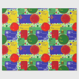 Papel de embrulho de Natal com toneladas de etique
