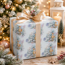 Papel de Embrulho de Natal com Veado na Neve