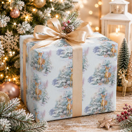 Papel de Embrulho de Natal com Veado na Neve