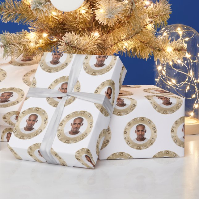 Papel de embrulho de Natal Coroa de Ouro com Rosto (Feriados)