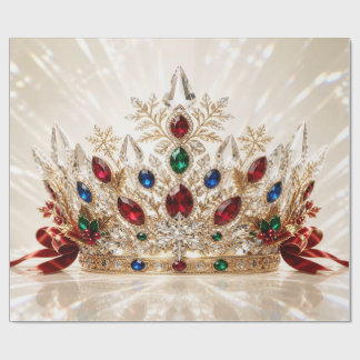 Papel de embrulho de Natal Coroa Luxuosa com Joias