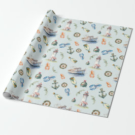 Papel de embrulho de Natal costeiro alegre