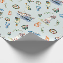 Papel de embrulho de Natal costeiro alegre