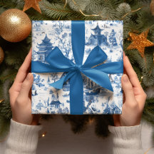 Papel de embrulho de Natal da Aldeia Blue Chinoise