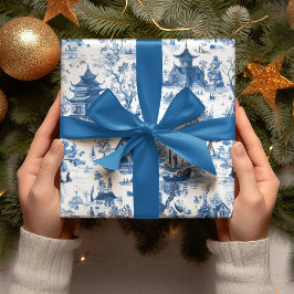 Papel de embrulho de Natal da Aldeia Blue Chinoise