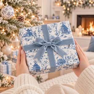 Papel de embrulho de Natal da Aldeia Blue Chinoise