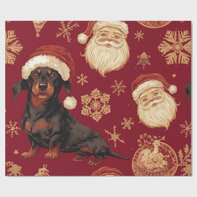 Papel de embrulho de natal Dachshund (Aberto)