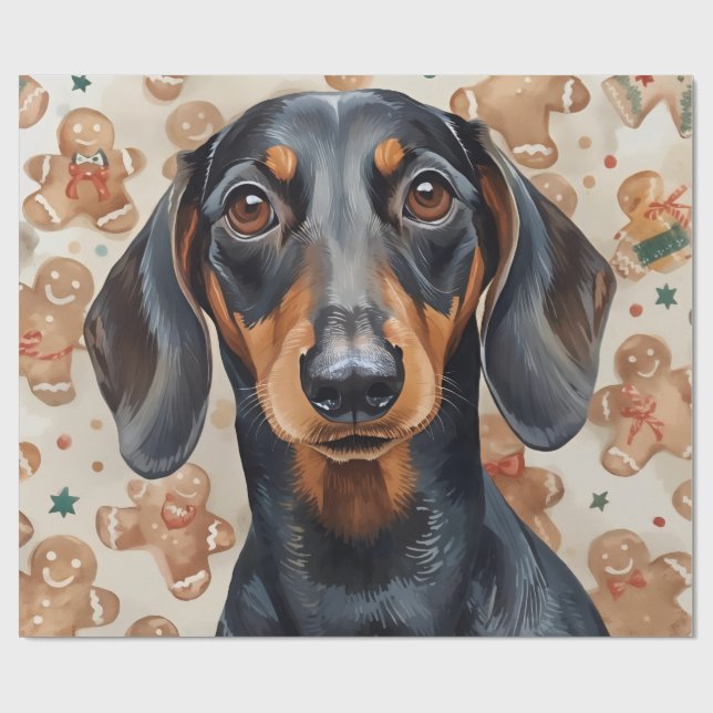 Papel de embrulho de natal Dachshund (Aberto)