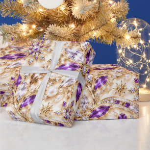 Papel de embrulho de Natal de ameixa de luxo