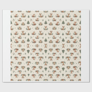 Papel de embrulho de Natal de animais da floresta