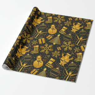 papel de embrulho de natal de boneco de neve de ou