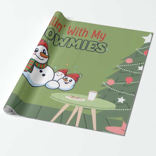 Papel de embrulho de Natal de boneco de neve | Pre (Desenrolado)