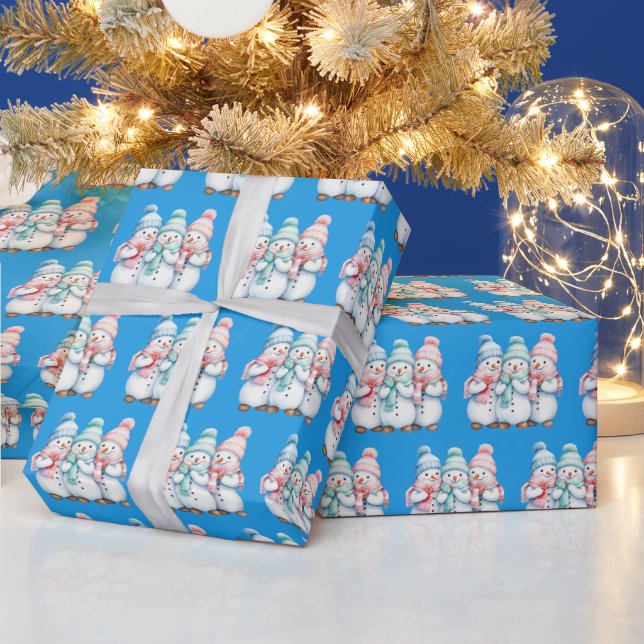 Papel de embrulho de Natal de bonecos de neve fofo (Feriados)