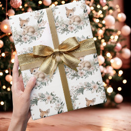 Papel de embrulho de Natal de cervo da floresta fo