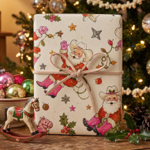 Papel de embrulho de Natal de Cowboy Vintage