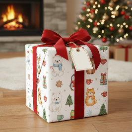 Papel de embrulho de Natal de criaturas mágicas de