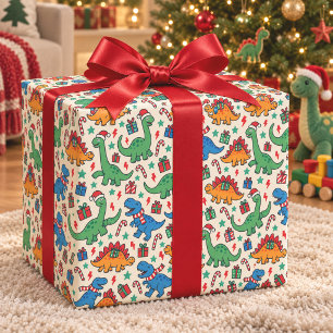 Papel de embrulho de Natal de dinossauro fofo para
