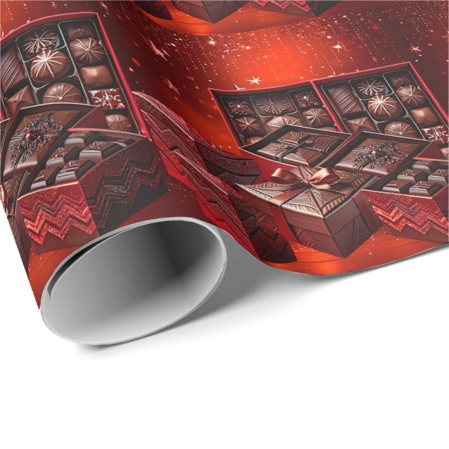 Papel de embrulho de Natal de doces de chocolate (Ponta do rolo)