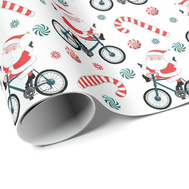 Papel de embrulho de Natal de férias de ciclismo (Ponta do rolo)