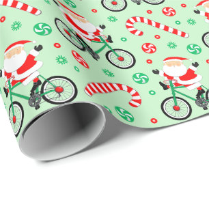 Papel de embrulho de Natal de férias de ciclismo