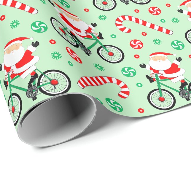 Papel de embrulho de Natal de férias de ciclismo (Ponta do rolo)