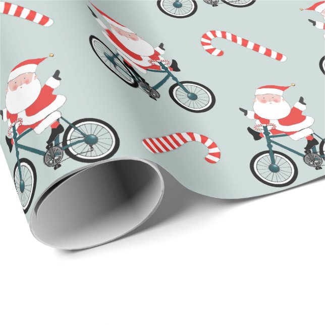 Papel de embrulho de Natal de férias de ciclismo (Ponta do rolo)