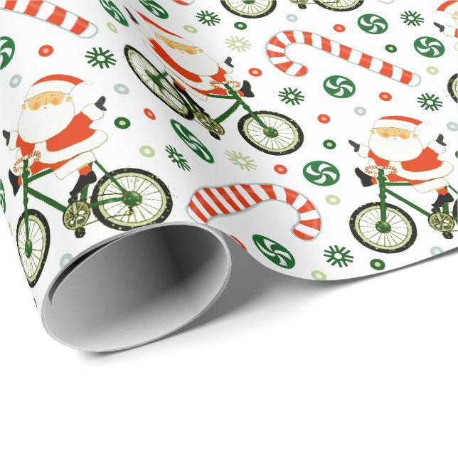 Papel de embrulho de Natal de férias de ciclismo (Ponta do rolo)