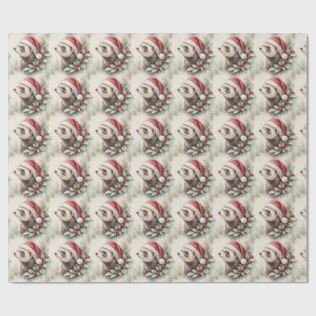 Papel de embrulho de Natal de Furão  (Aberto)
