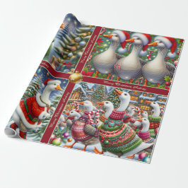 Papel de embrulho de Natal de Gansos Engraçados