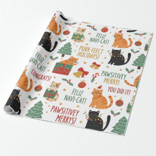 Papel de embrulho de Natal de gato de luxo Festivo
