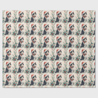 Papel de embrulho de Natal de gato smoking