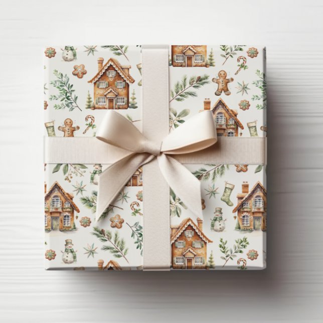 Papel de embrulho de Natal de gengibre (Gingerbread Holiday Wrapping Paper
)