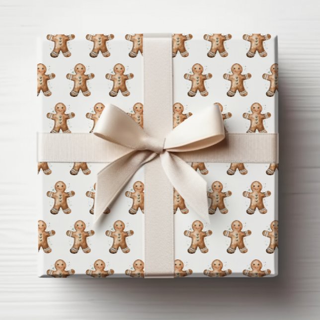 Papel de embrulho de Natal de gengibre (Vintage Christmas Gingerbread Cookie Holiday Wrapping Paper by Painted Paperie
)