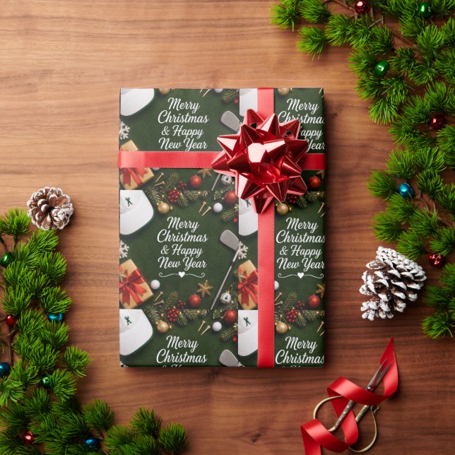 Papel de embrulho de Natal de golfe (Presente de Natal)