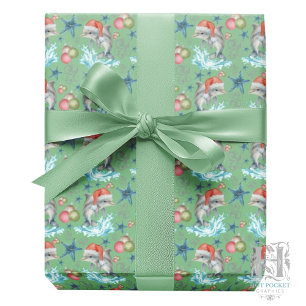 Papel de embrulho de Natal de Golfinhos em Verde