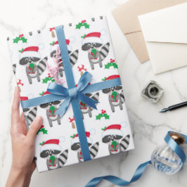 Papel de embrulho de Natal de guaxinim