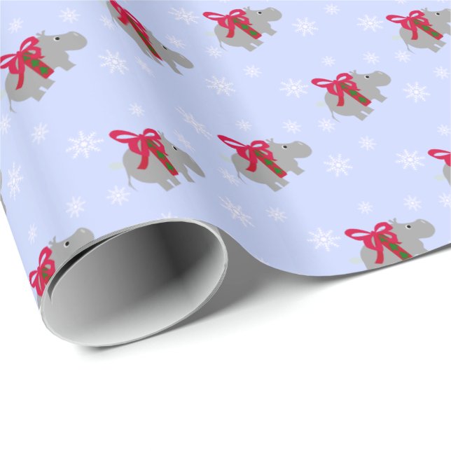Papel de embrulho de Natal de Hipopótamo (Ponta do rolo)