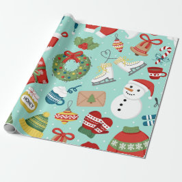 Papel de embrulho de Natal de Homem de Neve de Fér