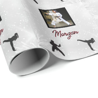 Papel de embrulho de Natal de Karate com Foto e No