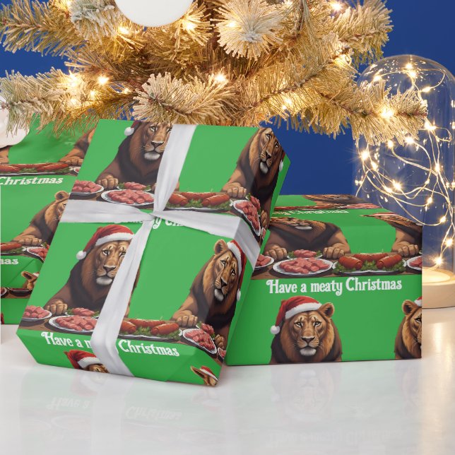 Papel de embrulho de Natal de leão carnívoro (Feriados)