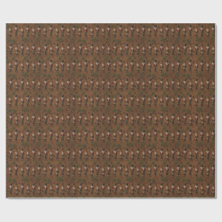 Papel de embrulho de Natal de madeira rústica e qu
