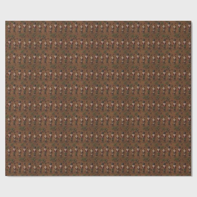 Papel de embrulho de Natal de madeira rústica e qu (Aberto)