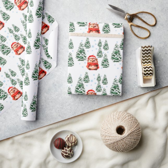 Papel de embrulho de Natal de ouriço fofo - W fest (Artesanato)