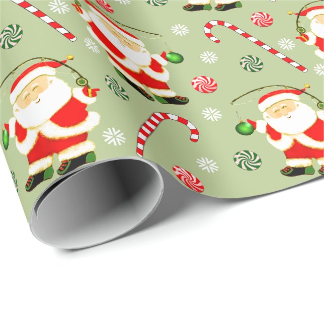 Papel de embrulho de Natal de pesca pescador (Ponta do rolo)