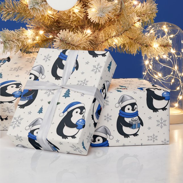 Papel de embrulho de Natal de pinguim (Feriados)