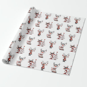 Papel de embrulho de Natal de rena engraçada – Oh