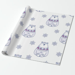 Papel de embrulho de Natal de Urso Polar Adorável 