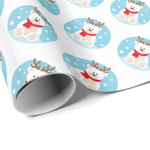 Papel de embrulho de Natal de urso polar fofo das 